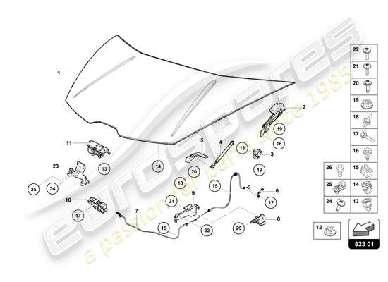 a part diagram from the lamborghini huracan evo parts catalogue