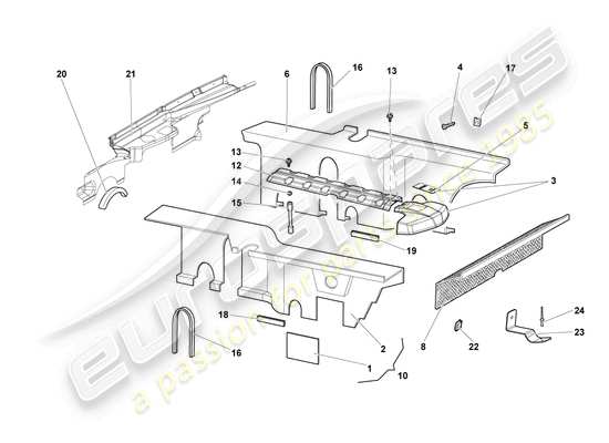 a part diagram from the lamborghini lp640 roadster (2007) parts catalogue