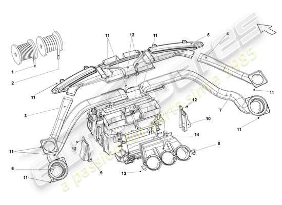 a part diagram from the lamborghini lp550-2 spyder (2014) parts catalogue