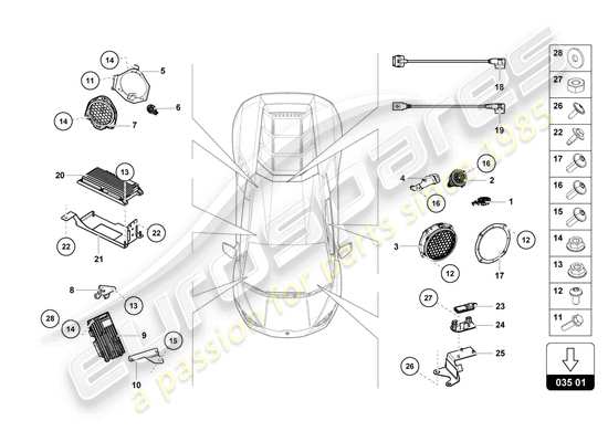 a part diagram from the lamborghini huracan evo parts catalogue