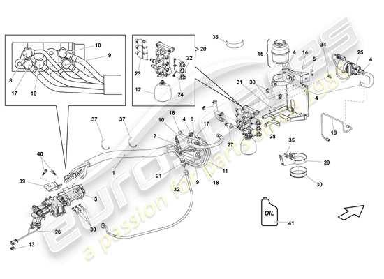 a part diagram from the lamborghini gallardo coupe (2005) parts catalogue