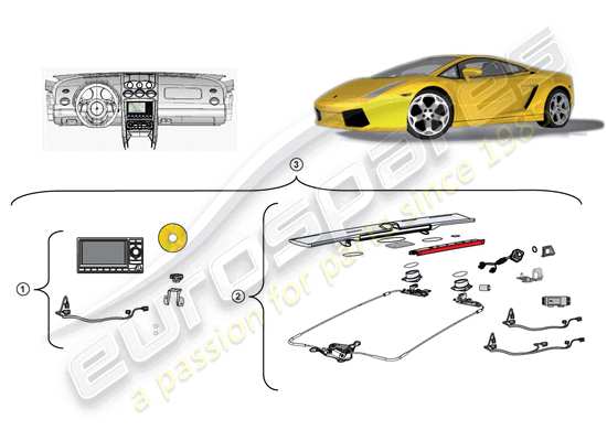 a part diagram from the lamborghini gallardo coupe (accessories) parts catalogue