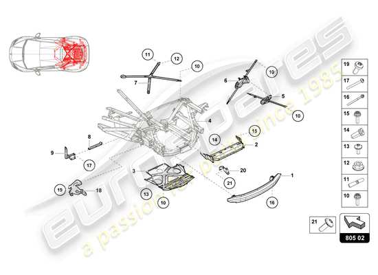 a part diagram from the lamborghini huracan evo parts catalogue