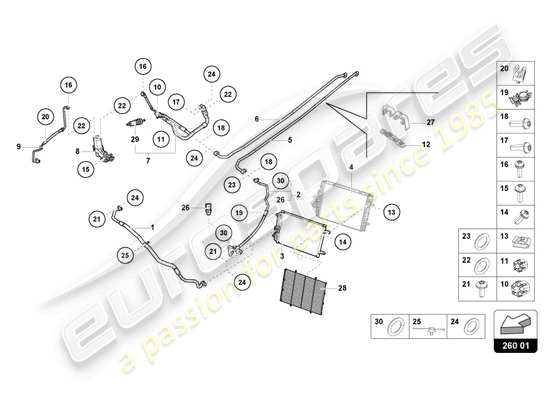 a part diagram from the lamborghini huracan tecnica parts catalogue