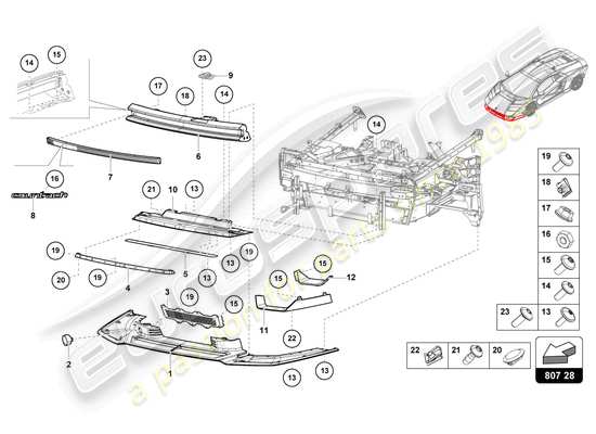 a part diagram from the lamborghini countach parts catalogue