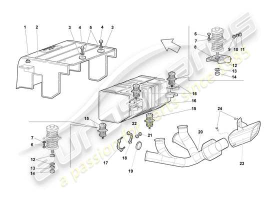 a part diagram from the lamborghini lp640 roadster (2007) parts catalogue