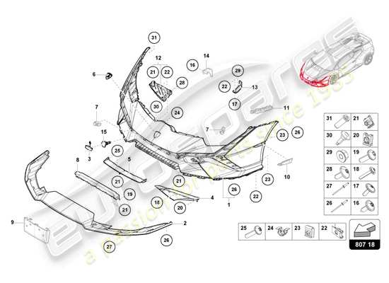 a part diagram from the lamborghini huracan tecnica parts catalogue