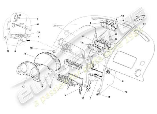 a part diagram from the lamborghini lp550-2 spyder (2012) parts catalogue