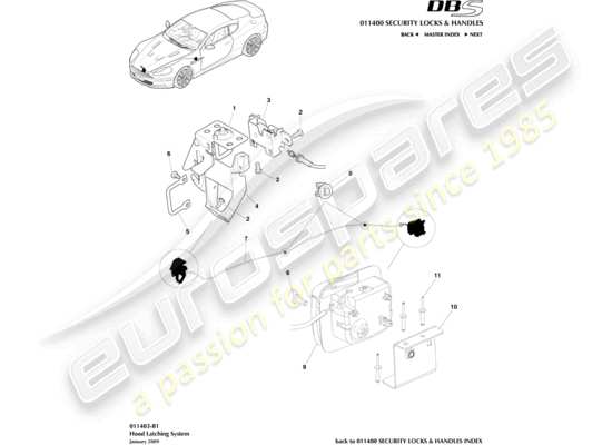 a part diagram from the aston martin dbs (2014) parts catalogue