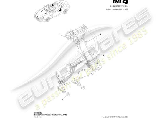 a part diagram from the aston martin db9 (2010) parts catalogue