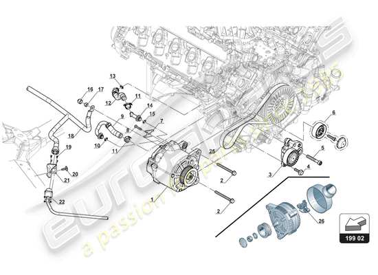 a part diagram from the lamborghini huracan squadra corse parts catalogue