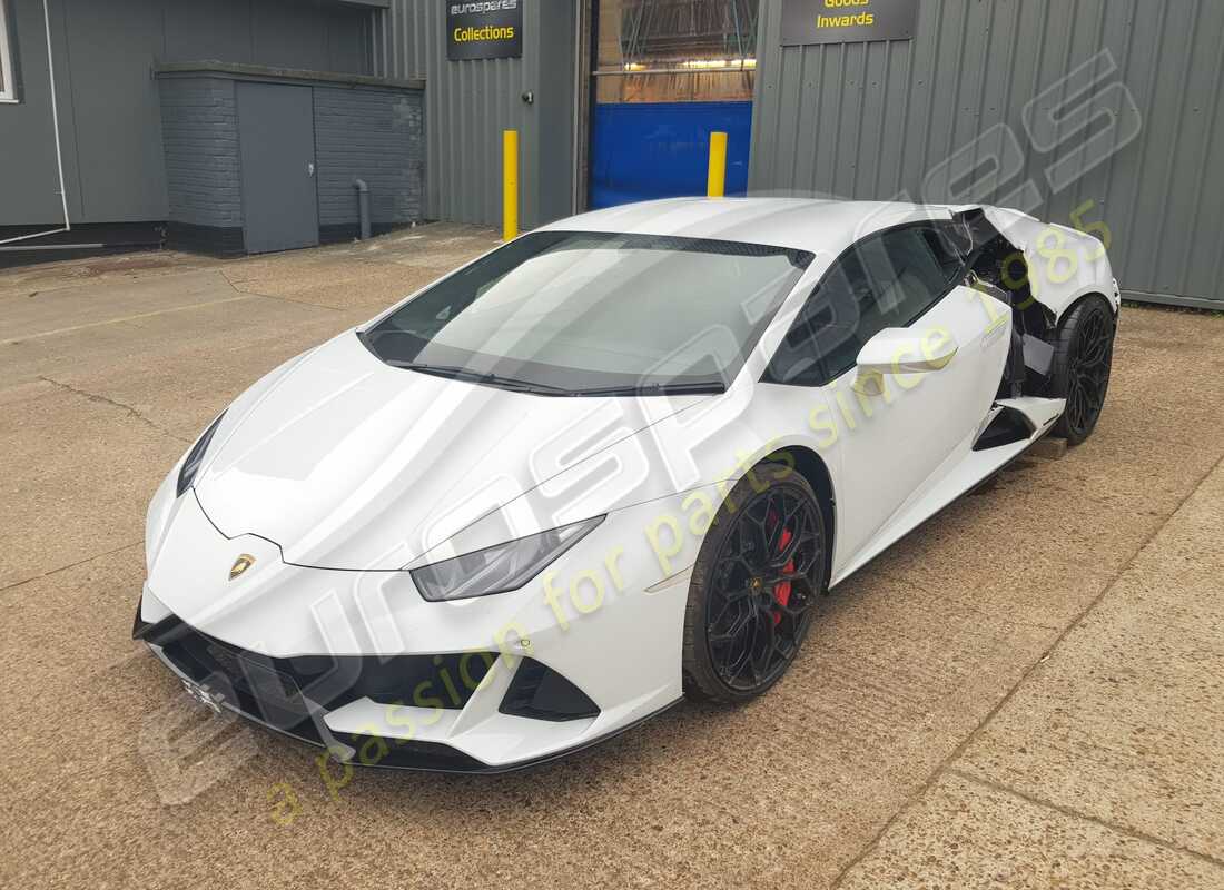 Lamborghini Evo Coupe (2020) getting ready to be stripped for parts at Eurospares