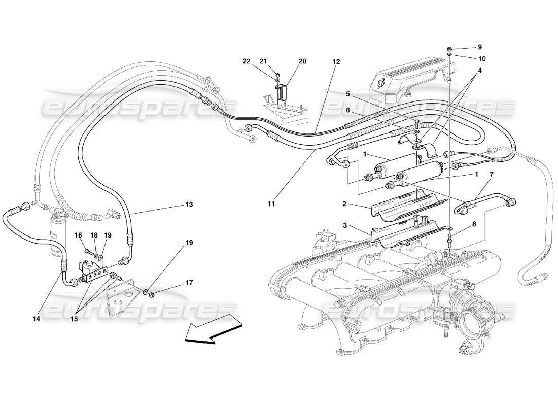 Ferrari 456 M GT/M GTA fuel cooling system -valid for usa m.y. 2000 and cdn m.y. 2000 Parts Diagram