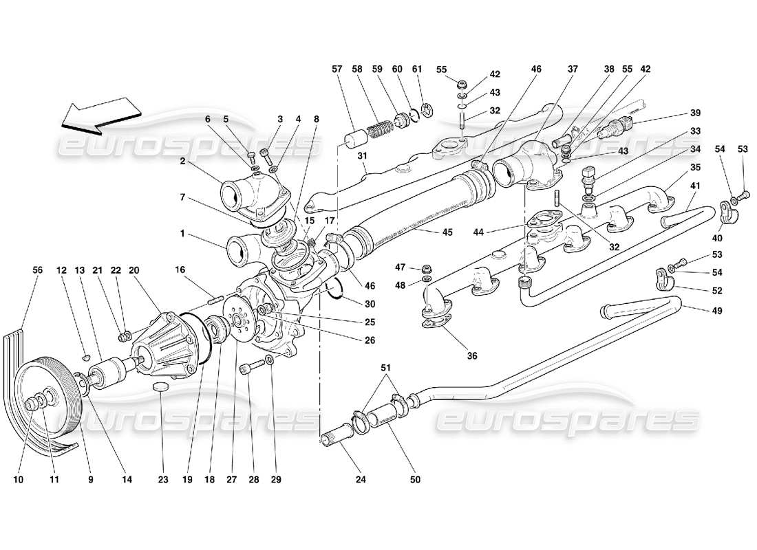 Ferrari 456 M GT/M GTA WATER PUMP Parts Diagram