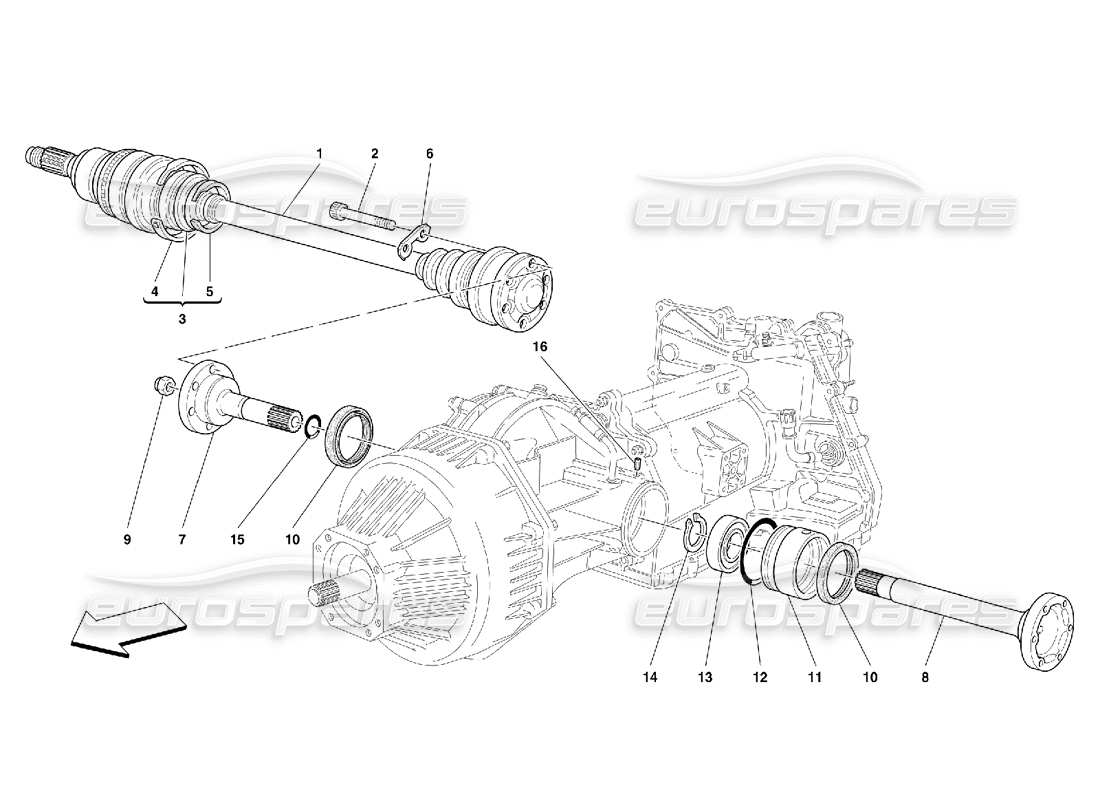 Ferrari 456 M GT/M GTA Flanges and Axle Shaft -Valid for 456M GTA Parts Diagram