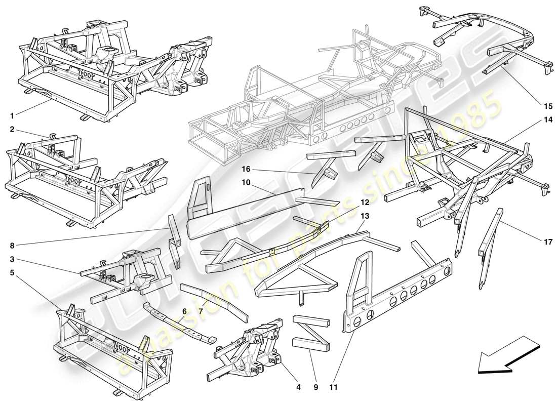 Ferrari 456 M GT/M GTA Frame and Structures Parts Diagram