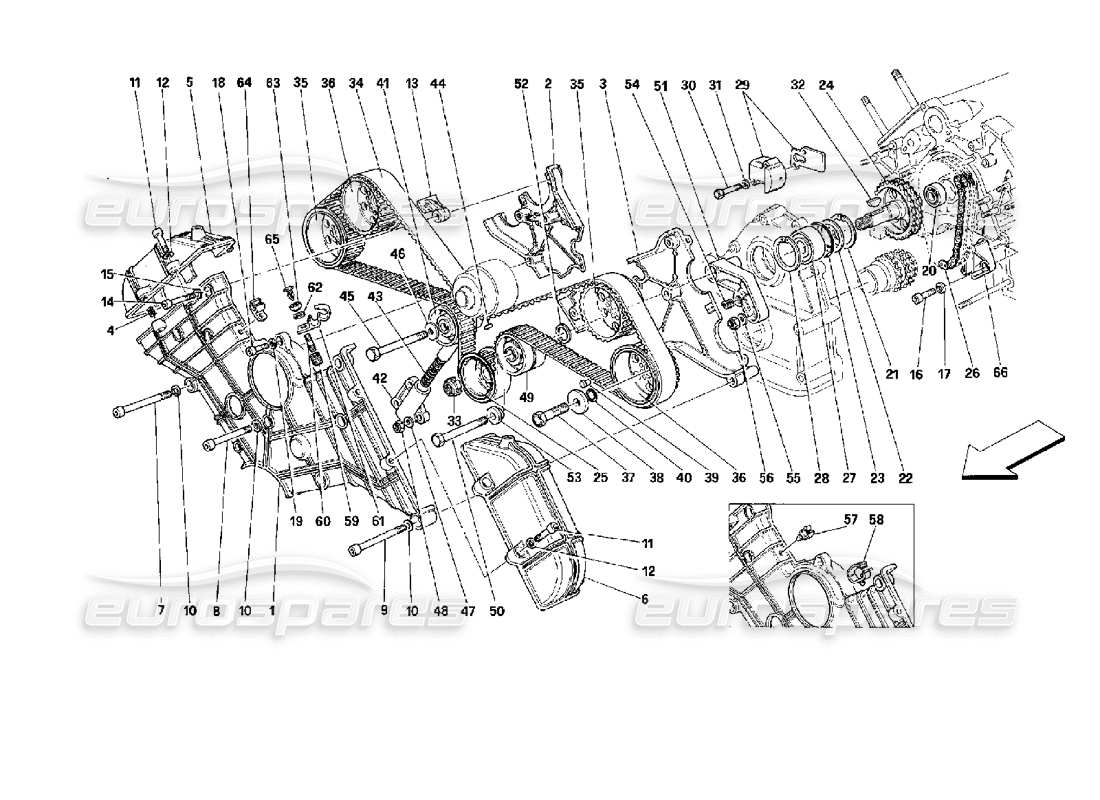 Ferrari Mondial 3.4 t Coupe/Cabrio timing - controls Parts Diagram