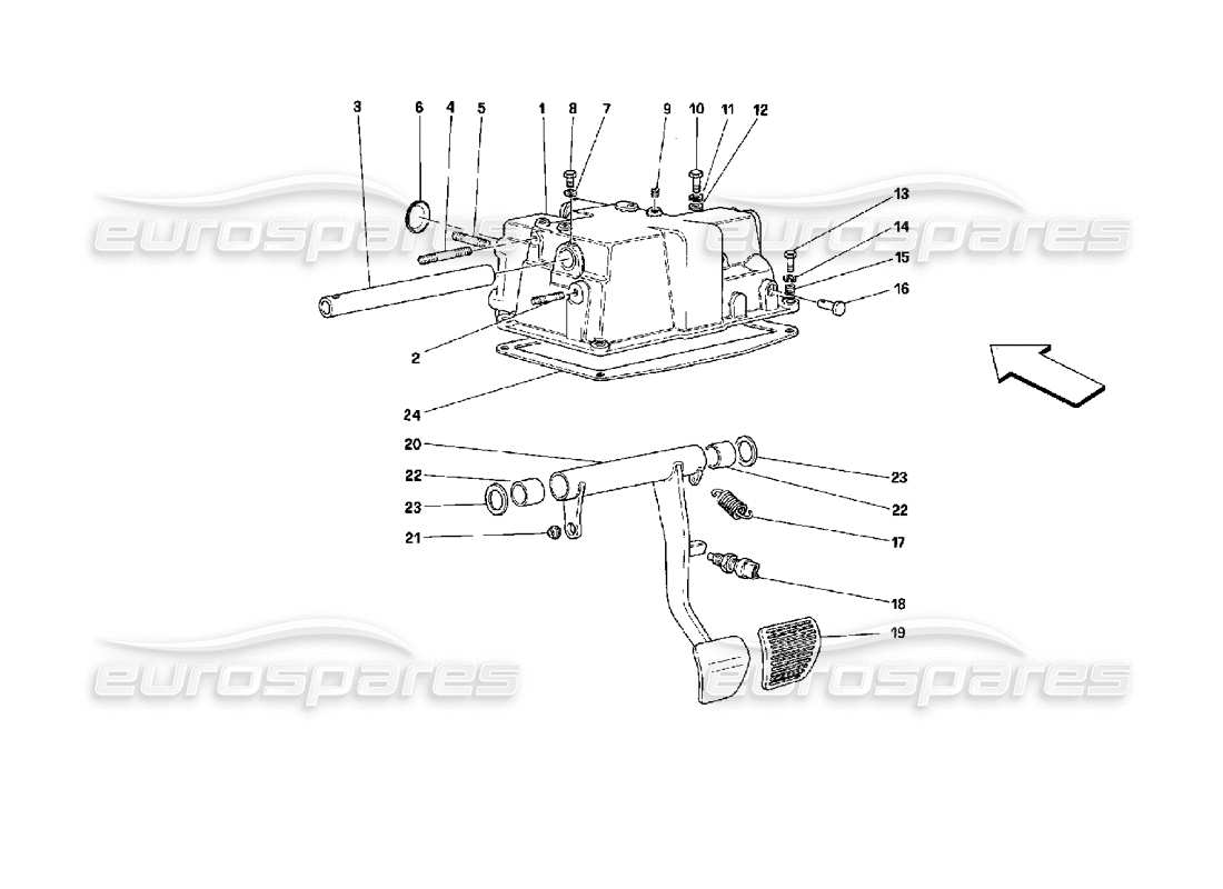 Ferrari Mondial 3.4 t Coupe/Cabrio Pedals Case and Support - Valid for Cars With F.E. Parts Diagram