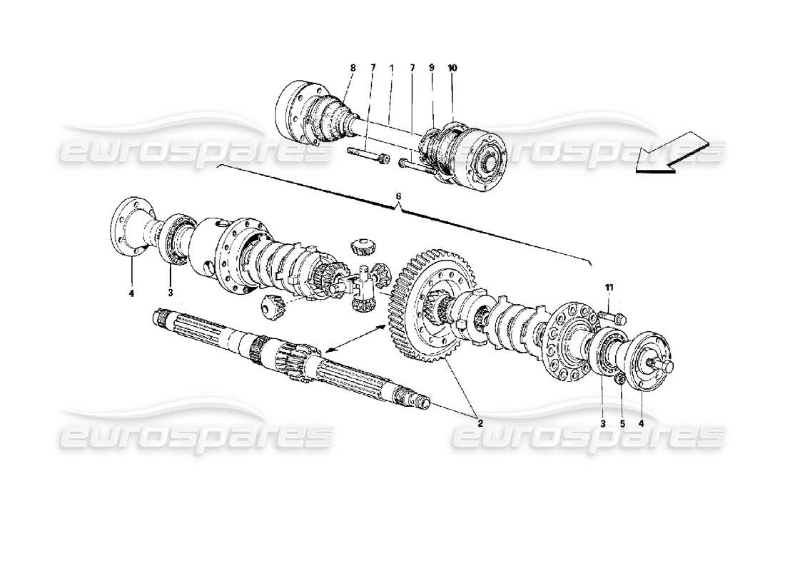 Ferrari Mondial 3.4 t Coupe/Cabrio Differential & Axle Shafts Parts Diagram