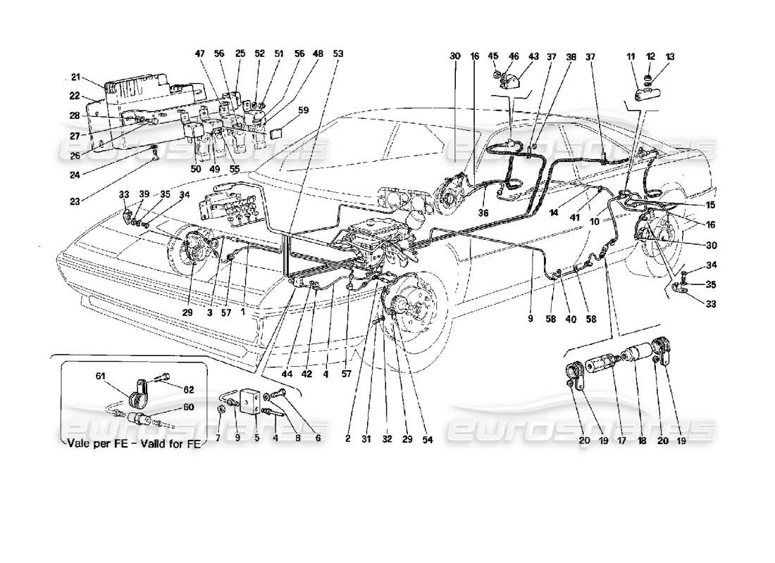 Ferrari Mondial 3.4 t Coupe/Cabrio Anti skid System Parts Diagram