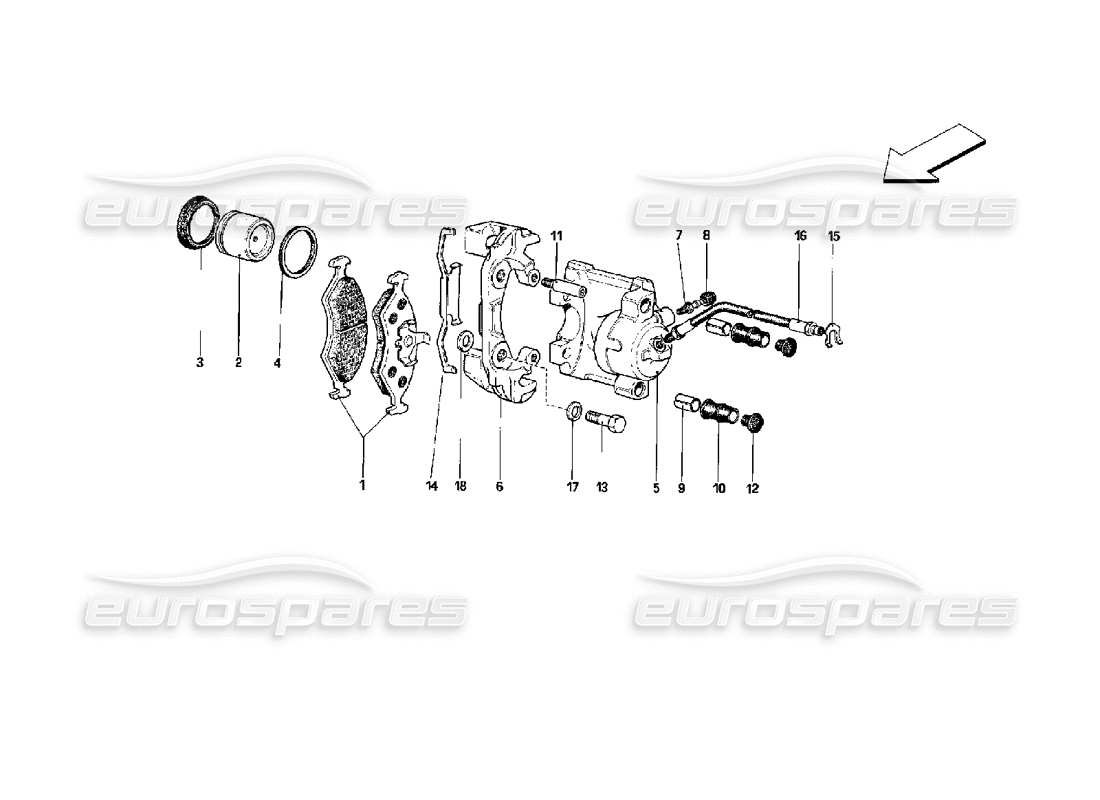 Ferrari Mondial 3.4 t Coupe/Cabrio Calipers for Rear Brakes Parts Diagram