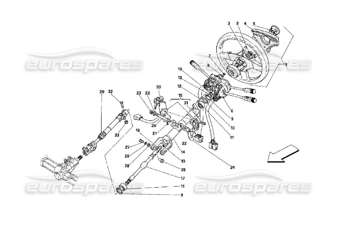Ferrari Mondial 3.4 t Coupe/Cabrio Steering Column Parts Diagram