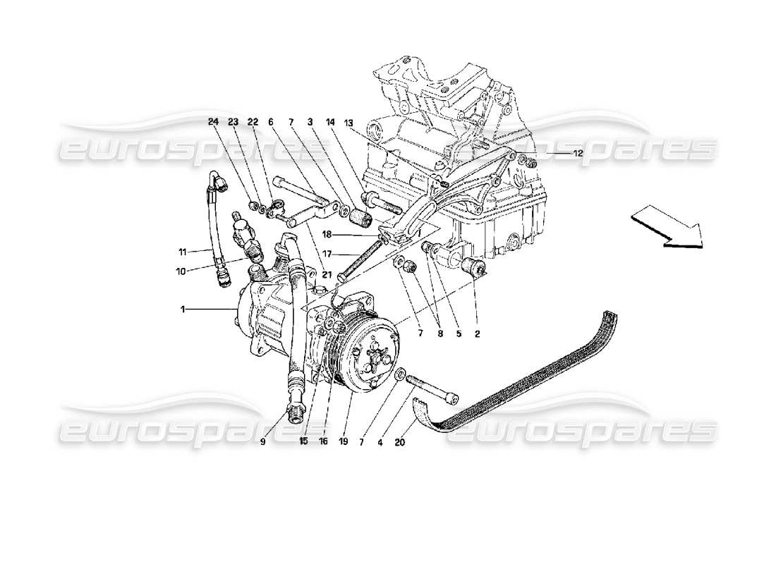 Ferrari Mondial 3.4 t Coupe/Cabrio AIR CONDITIONING COMPRESSOR Part Diagram