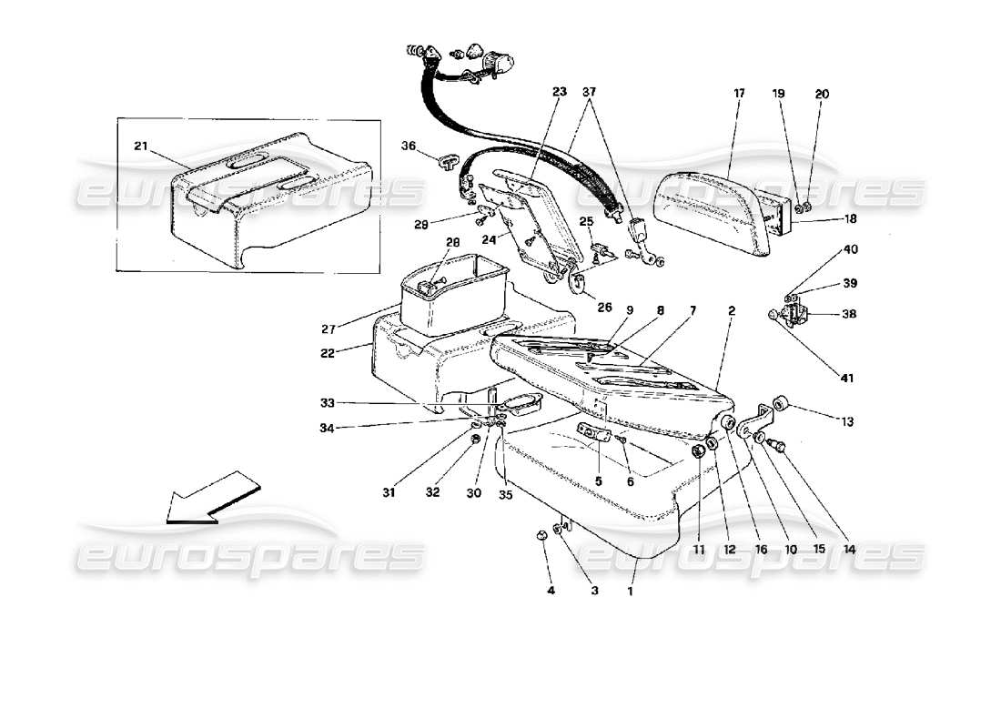 Ferrari Mondial 3.4 t Coupe/Cabrio Seats and Rear Safety Belts - Coupe Parts Diagram