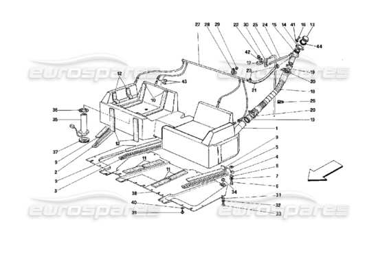 a part diagram from the Ferrari Mondial 3.4 t Coupe/Cabrio parts catalogue