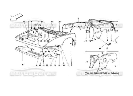 a part diagram from the Ferrari Mondial 3.4 t Coupe/Cabrio parts catalogue