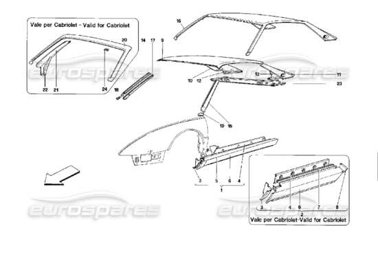 a part diagram from the Ferrari Mondial parts catalogue