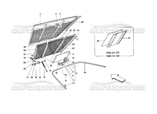 a part diagram from the Ferrari Mondial parts catalogue