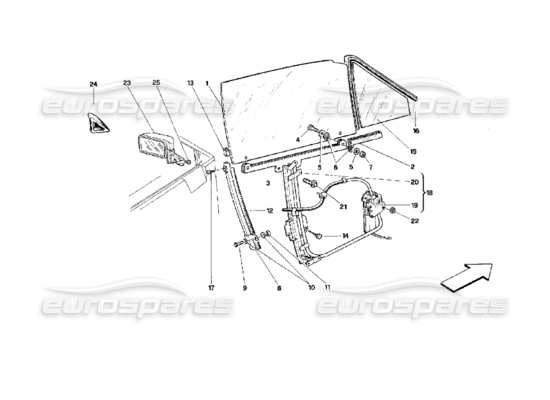 a part diagram from the Ferrari Mondial 3.4 t Coupe/Cabrio parts catalogue