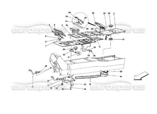 a part diagram from the Ferrari Mondial parts catalogue