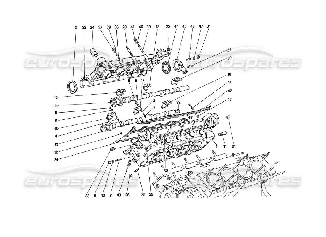 Ferrari 208 Turbo (1989) Cylinder Head (Right) Parts Diagram