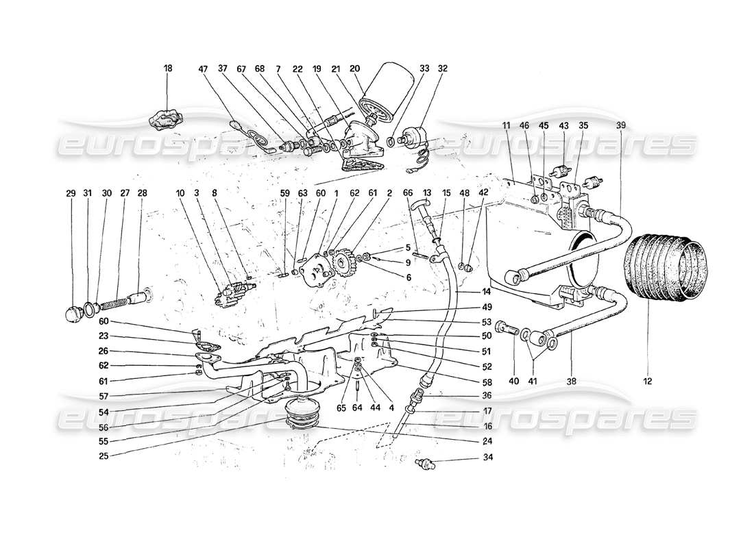 Ferrari 208 Turbo (1989) Lubrication System Parts Diagram