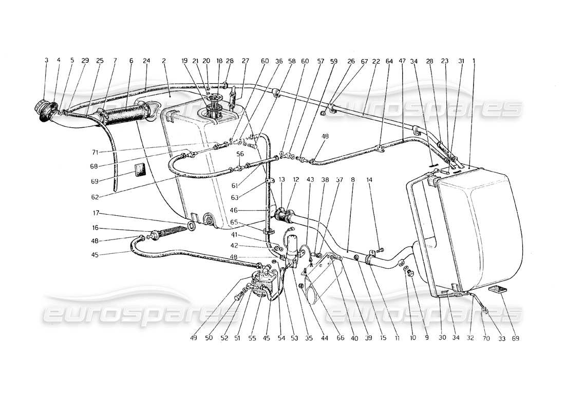 Ferrari 308 GT4 Dino (1979) fuel system Part Diagram