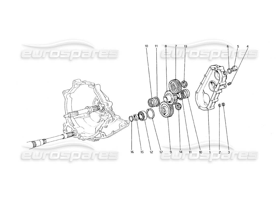 Ferrari 308 GT4 Dino (1979) Gearbox Transmission Part Diagram