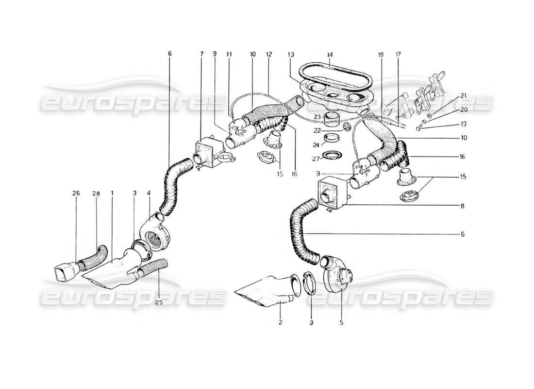 Ferrari 308 GT4 Dino (1979) Heating System Parts Diagram