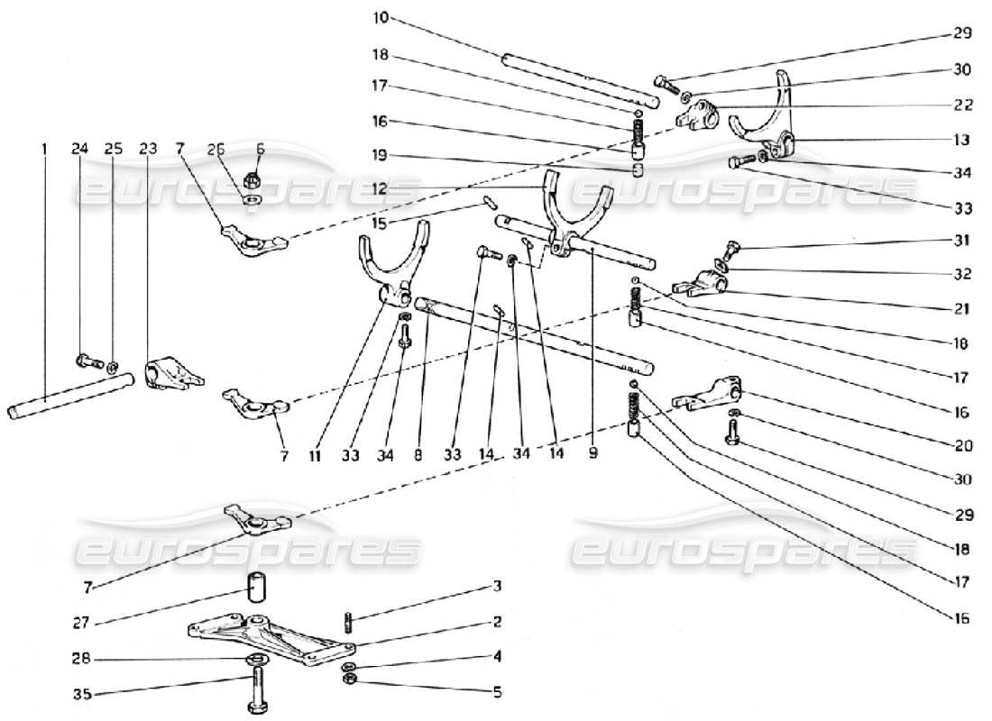 Ferrari 308 GTB (1976) Inside Gearbox Controls Part Diagram