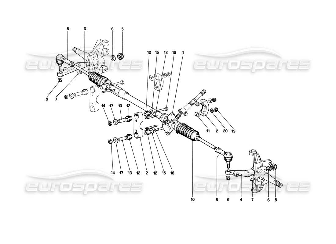 Ferrari 308 GTB (1980) Steering Box and Linkage Parts Diagram