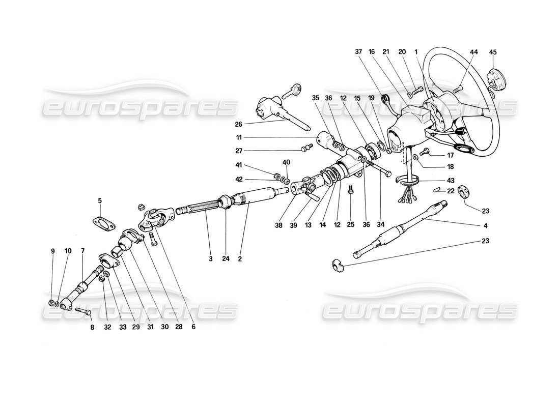 Ferrari 308 (1981) GTBi/GTSi Steering Column Parts Diagram