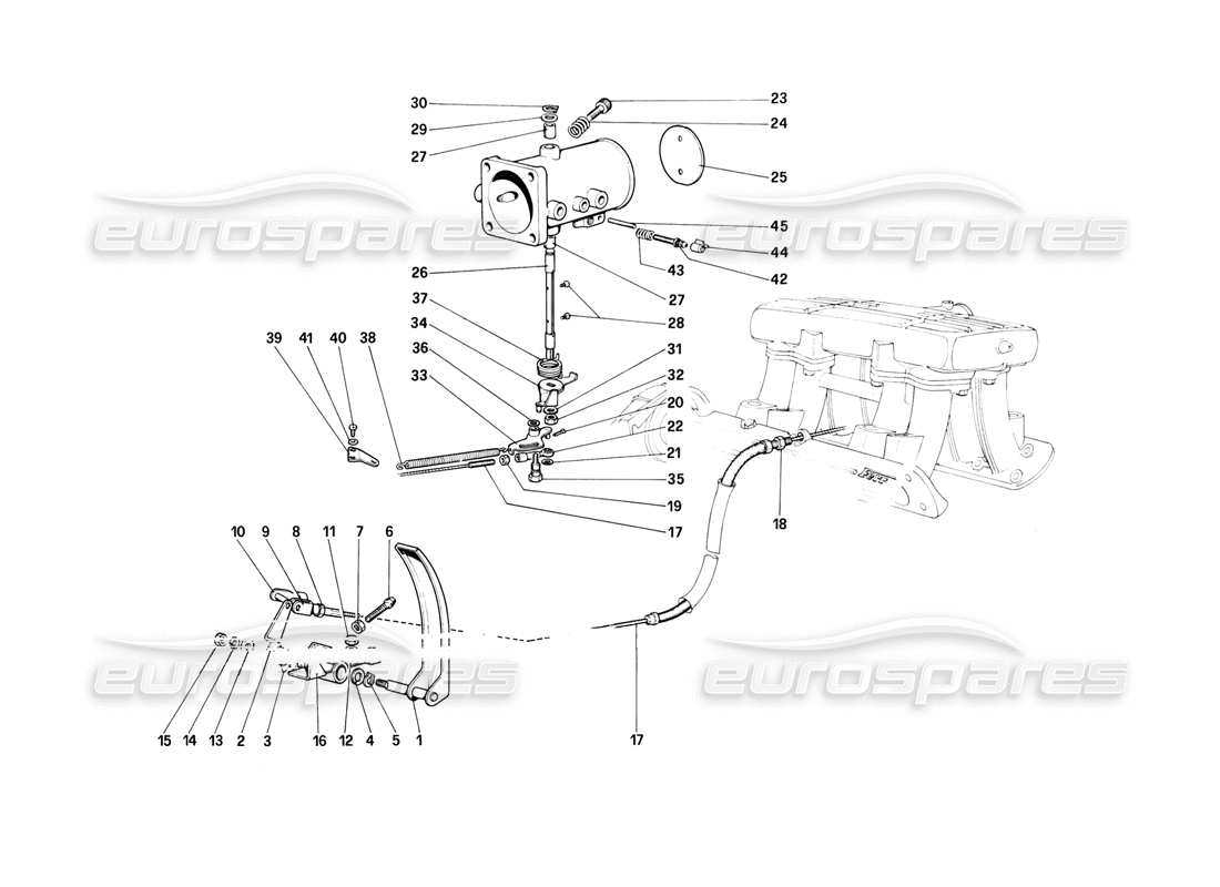 Ferrari Mondial 8 (1981) Throttle Housing and Linkage Parts Diagram