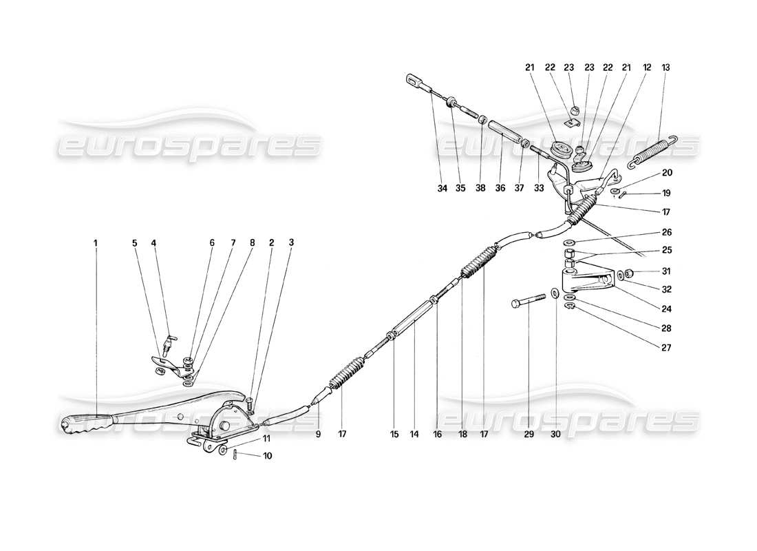 Ferrari Mondial 8 (1981) Hand-Brake Control Parts Diagram