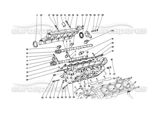 a part diagram from the Ferrari Mondial parts catalogue