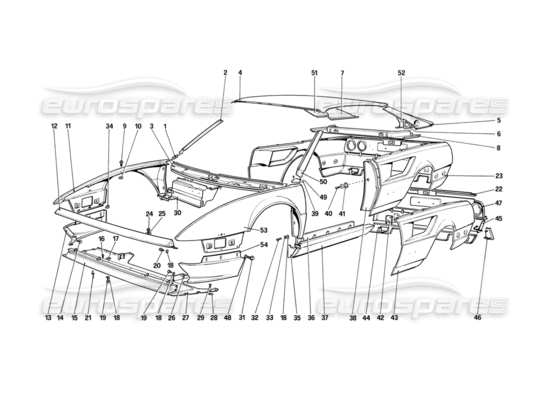 a part diagram from the Ferrari Mondial 8 (1981) parts catalogue