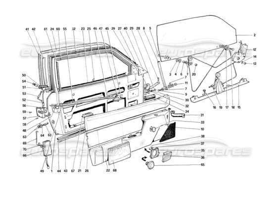 a part diagram from the Ferrari Mondial parts catalogue