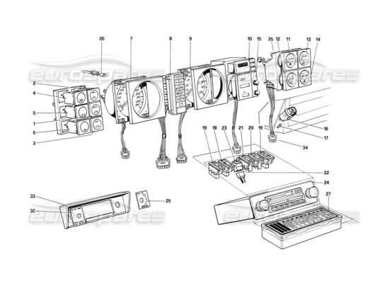 a part diagram from the Ferrari Mondial parts catalogue