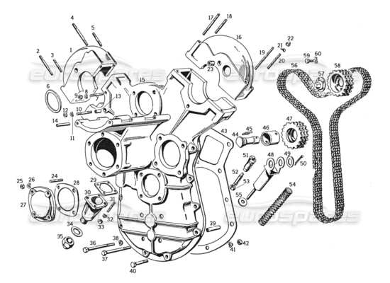 a part diagram from the Ferrari 250 GTE (1957) parts catalogue