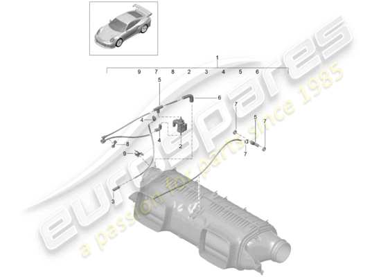 a part diagram from the Porsche 991 Turbo (2018) parts catalogue